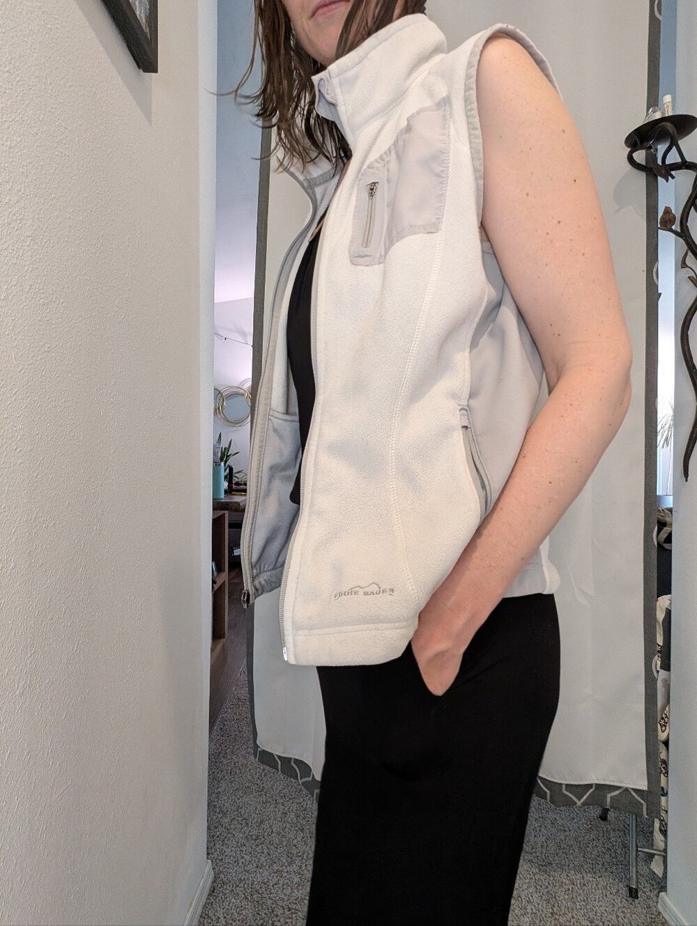 Light Gray Sleeveless Fleece Vest